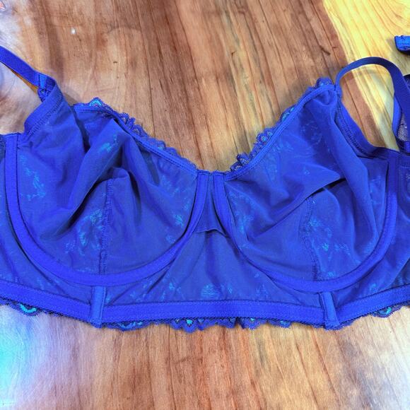NEW Torrid Women's Bra 5 Sea Jet Blue Emma Lace Underwire Plus size TEAL - Picture 3 of 5